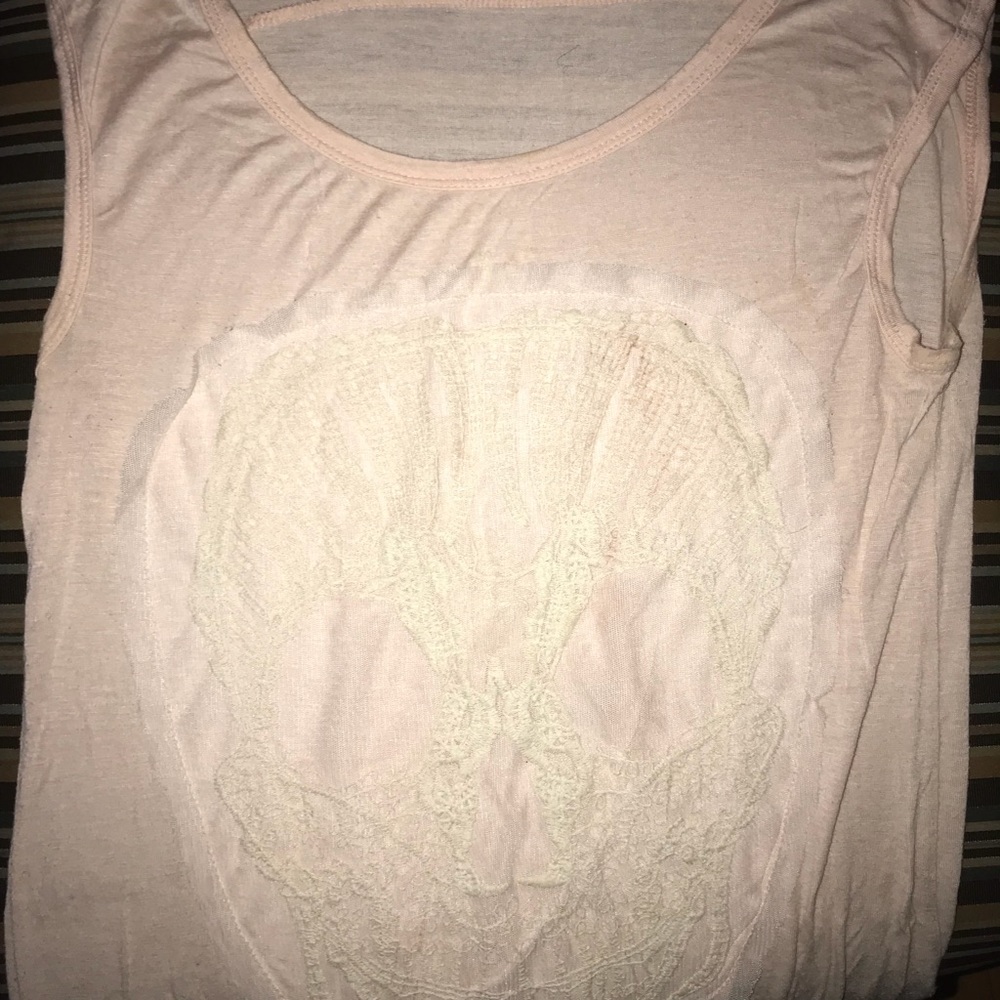 pink skull muscle tee